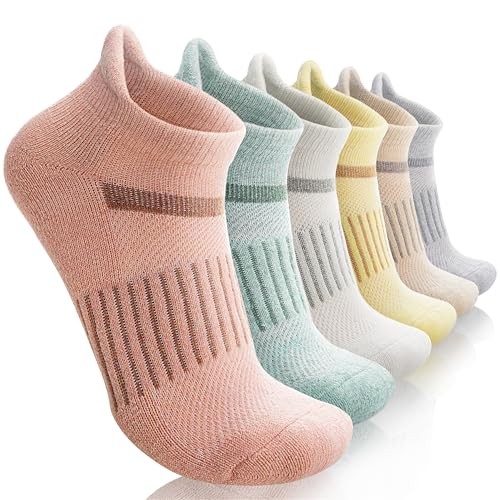 6 Pairs Merino Wool Ankle Running Hiking Socks Medium Ivory/Beige/Pink