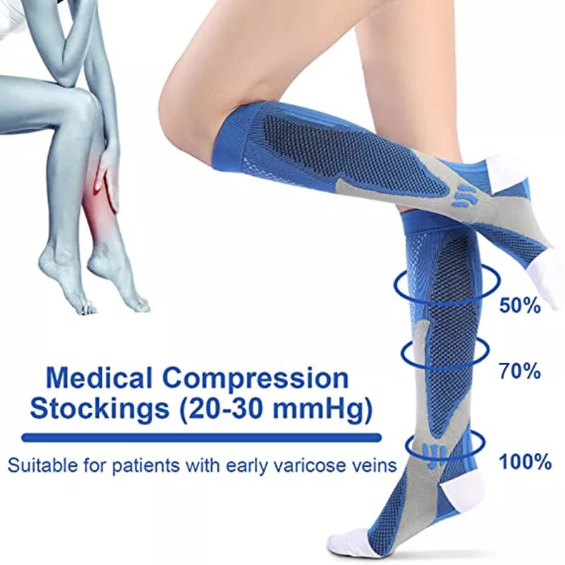Women Mens Knee High Compression Socks 20-30mmHG Stockings Support Brace Sports
