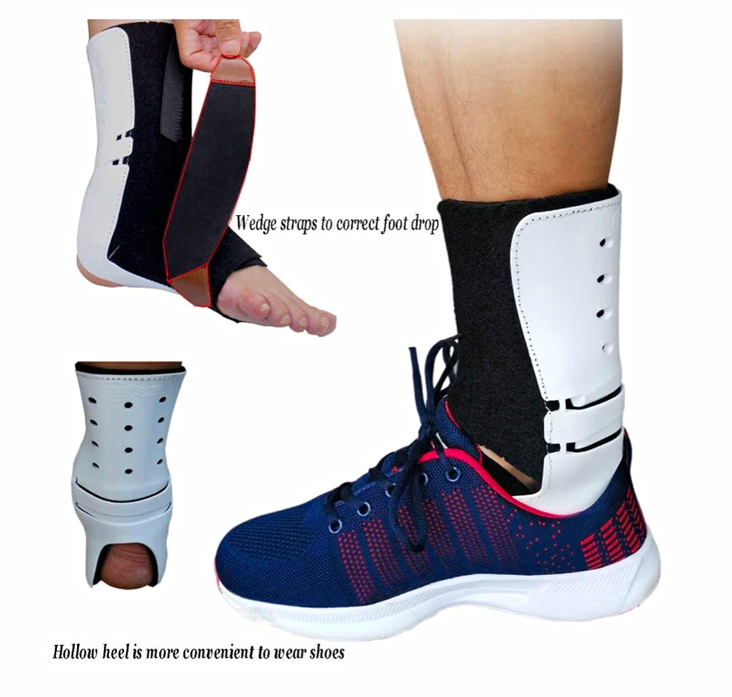 Foot Drop Correction AFO Ankle Foot Brace, Adjustable Plastic L White/Black