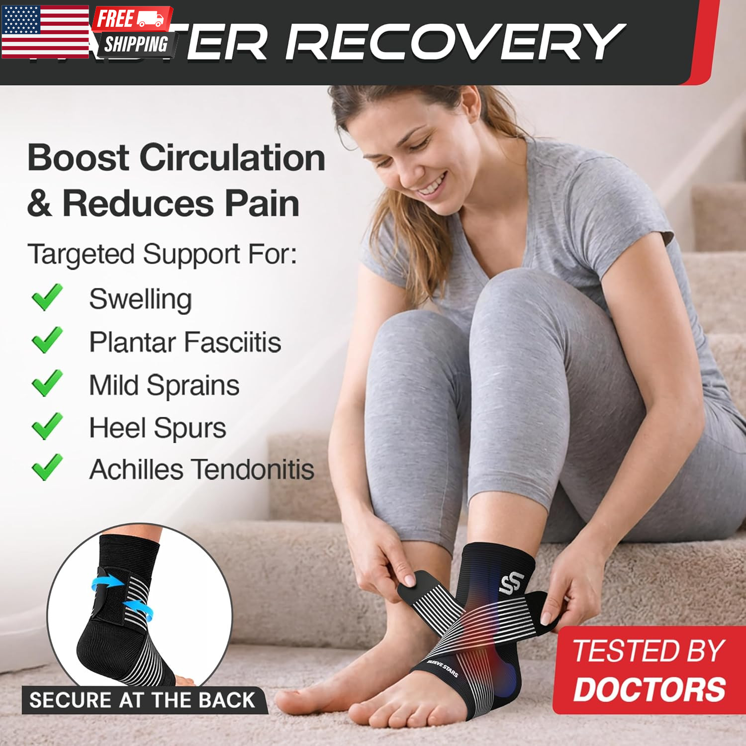 Sleeve Stars Ankle Brace for Women & Men, Ankle Wrap for Sprain, Compression Sle