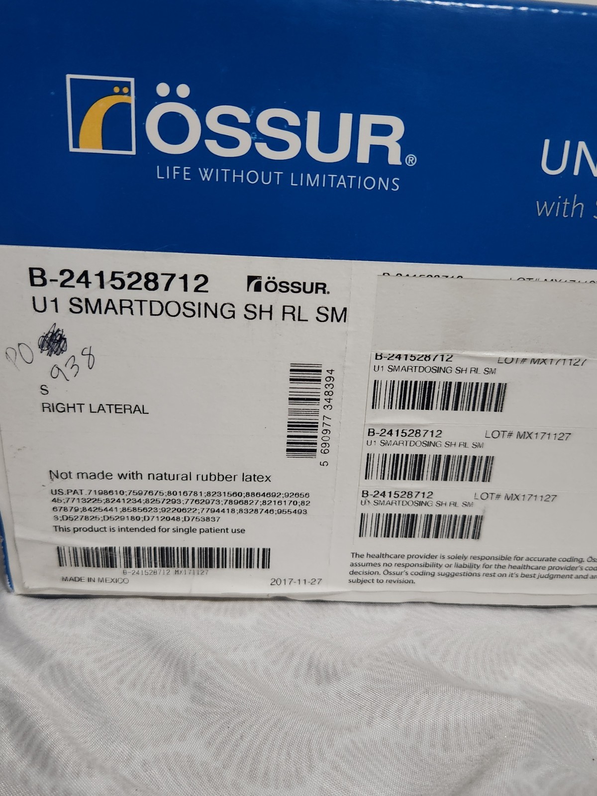 Ossur Unloader One Knee Brace U1 SMARTDOSING SH RL B-240518712 Small RIGHT