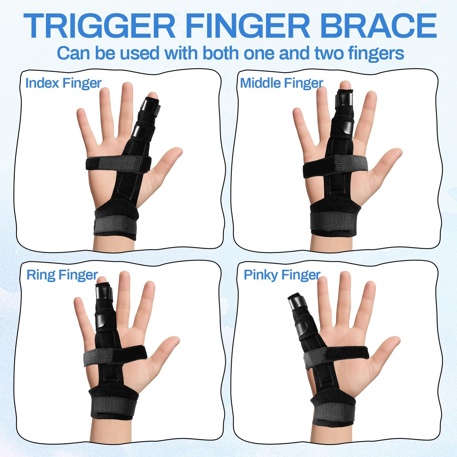 JDVBDNK 2 Pcs Trigger Finger Brace, Adjustable Hand Splint, One Size, black