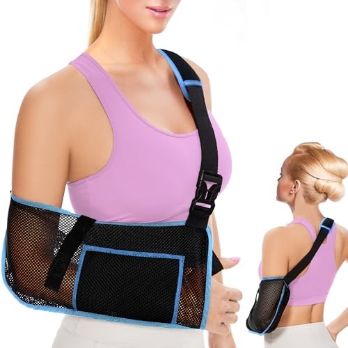 Arm Sling Shoulder Immobilizer,Breathable Mesh Adjustable Support Large Black