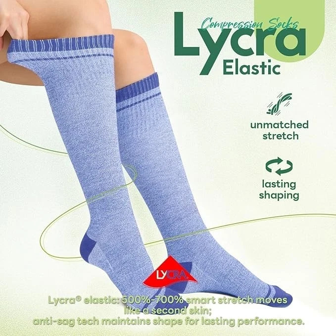 Compression Socks 3 Pairs 15-20 mmHg Bamboo Viscose Knee High Unisex S/M