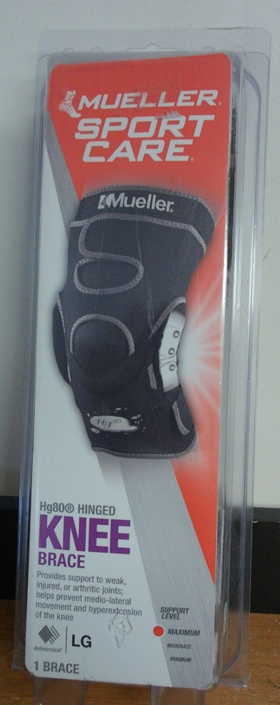 NEW Mueller 54013 Hg80 Hinged Knee Brace Large BLACK MAX SUPPORT LEVEL