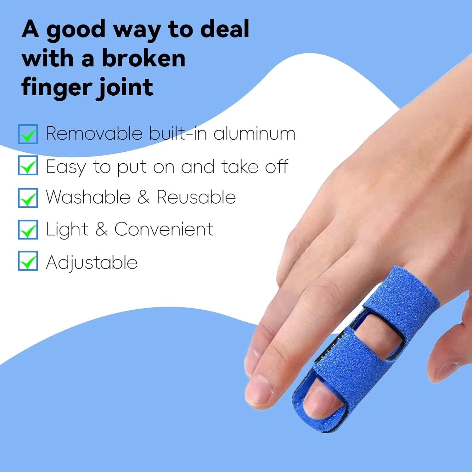 2 Pack Finger Splints – Trigger Brace for Pain Sprain Arthritis Relief (Blue)