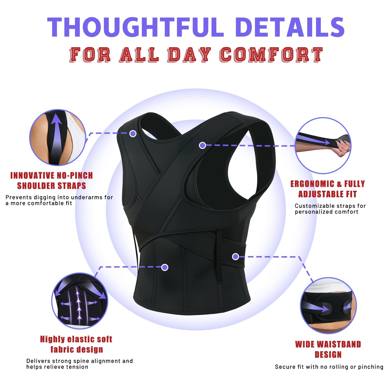 SFSSCDF Back Brace Posture Corrector for Women and Men Vertical M-Back
