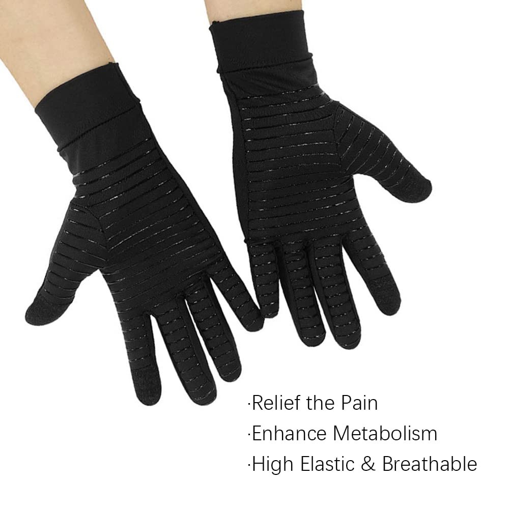 Full Finger Copper Arthritis Compression Gloves Touch Screen Copper Gloves