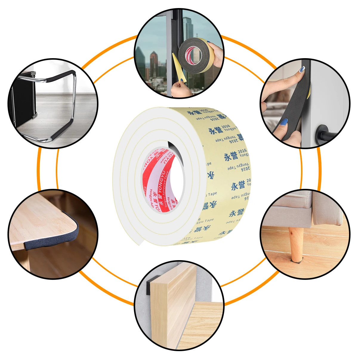 EVA Seal Foam Tape,T Weather Stripping for Door and Window,High Density Single S