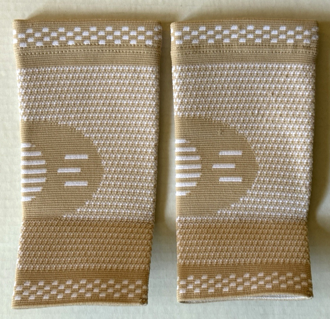 PowerLix Elbow Brace Compression Support 1 Pair Beige and White Size Small New