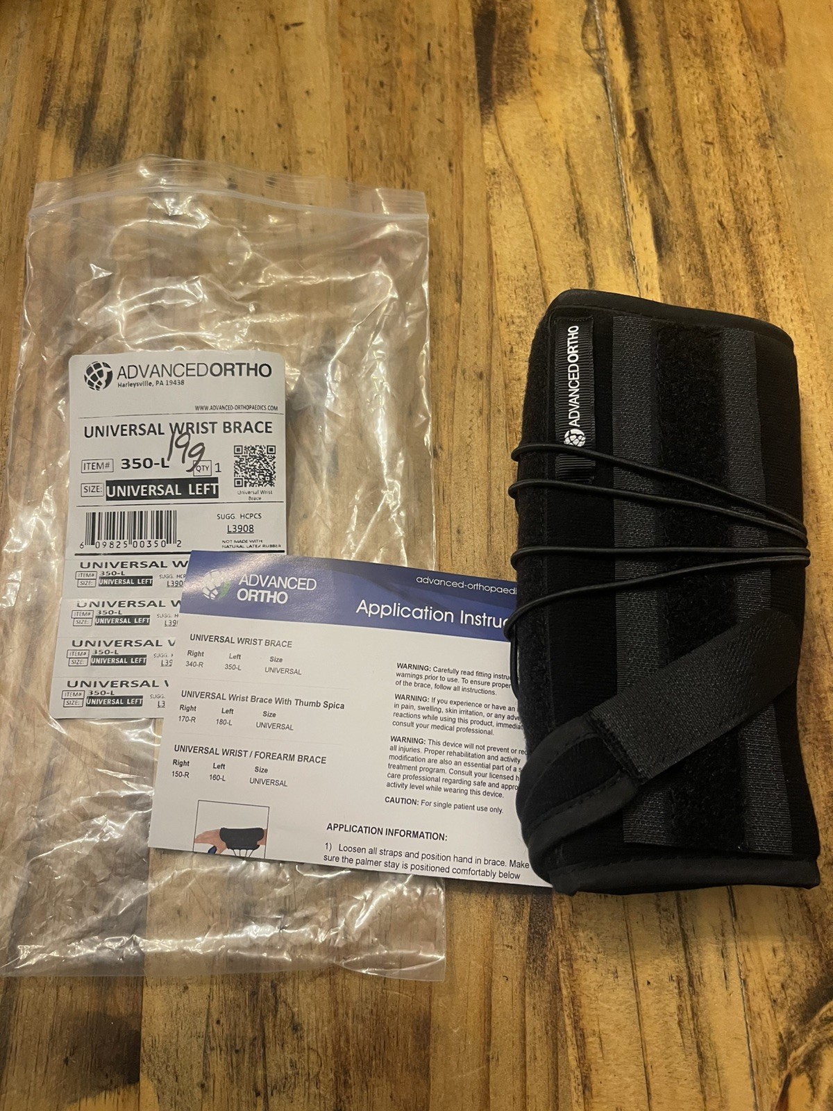 Advanced Ortho Universal Left 350-L Brace New In Package Black