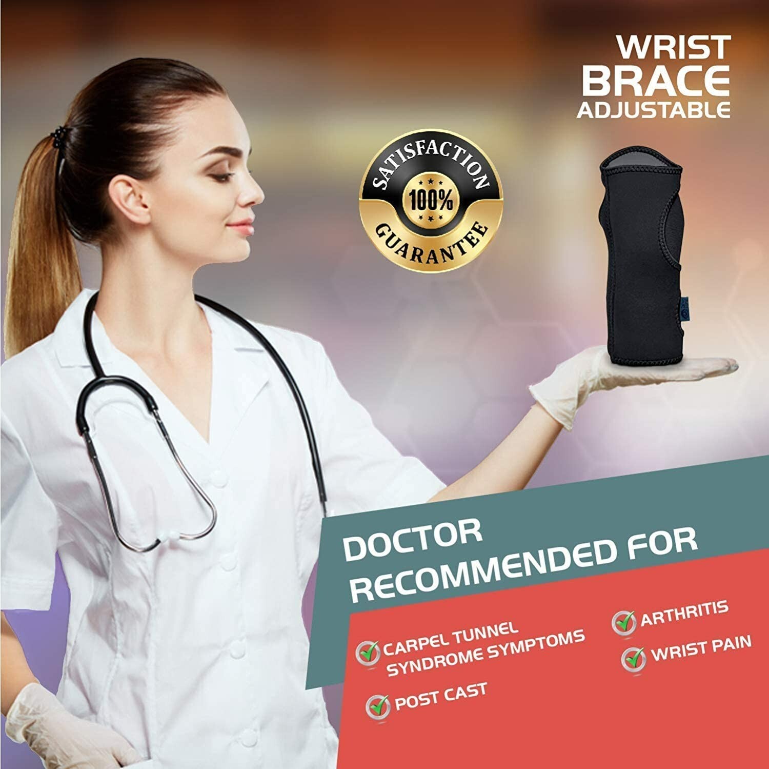 Dr Ali Night Wrist Splint Brace Fits Both Hands Sleep Support Wrap Carpal Tunnel