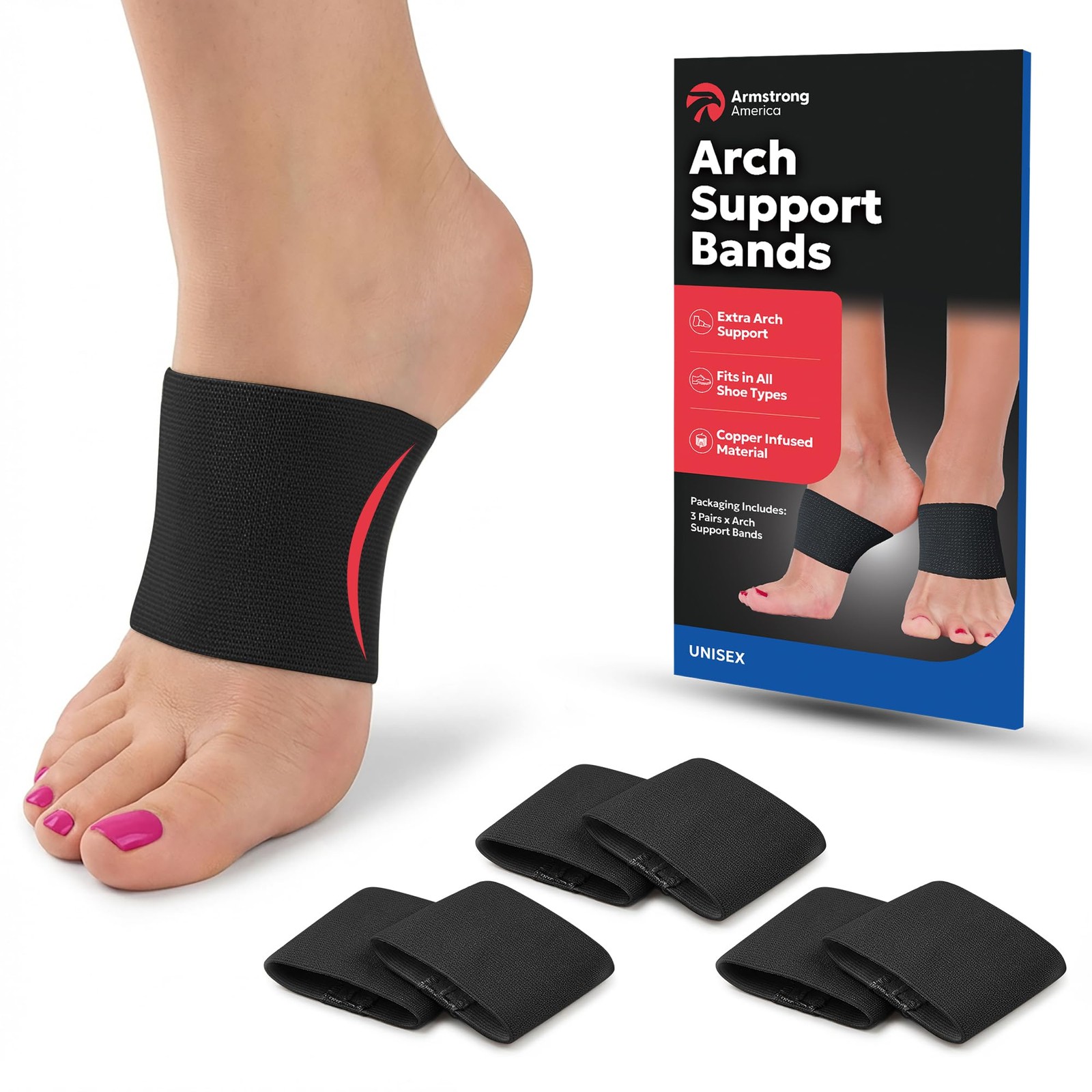 Arch Supports for Plantar Fasciitis Relief – Black – Fits Most,