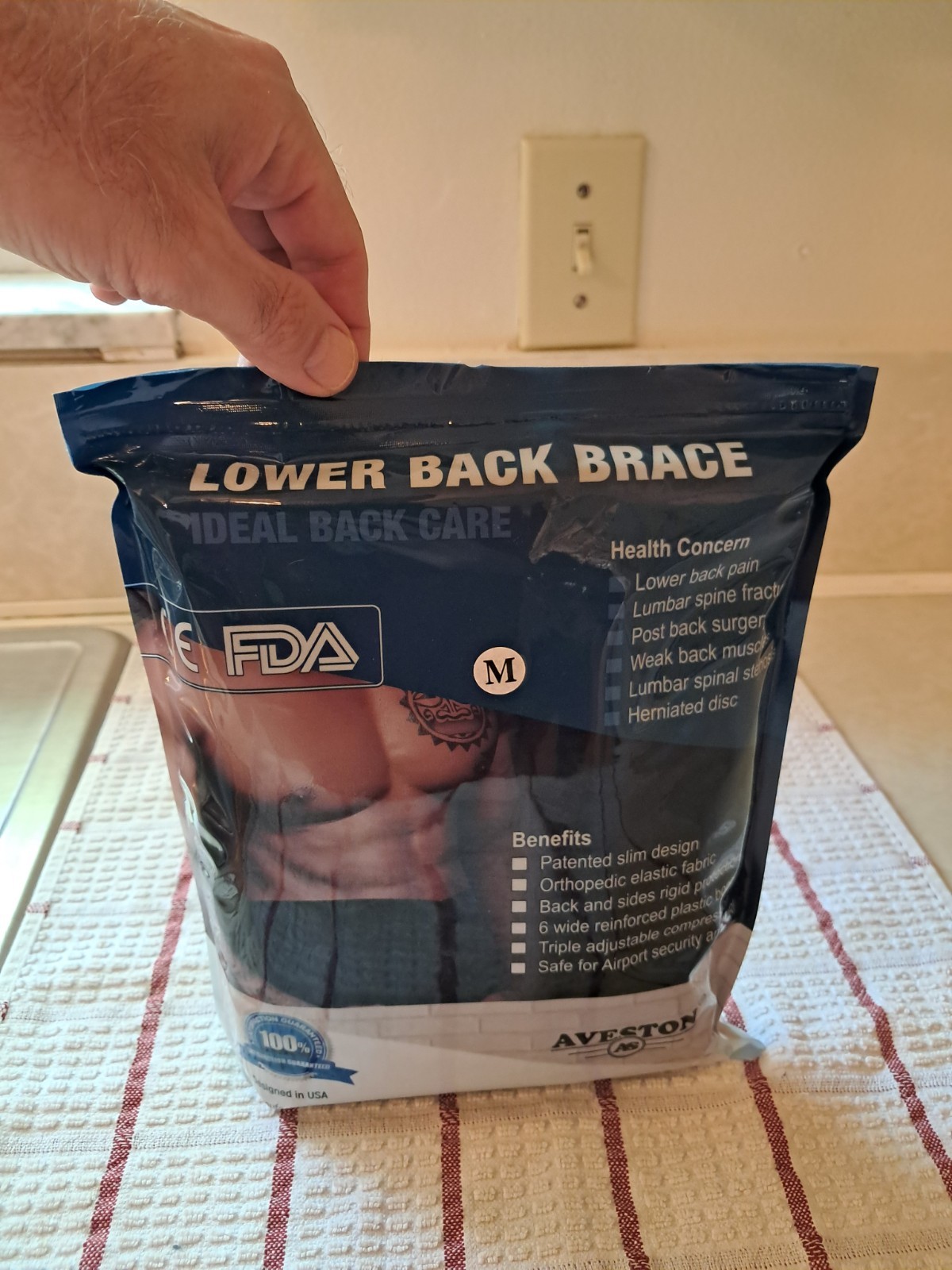 AVESTON Lower Back Brace Supportbelt Pain Relief Sciatica Herniated Disc Size M