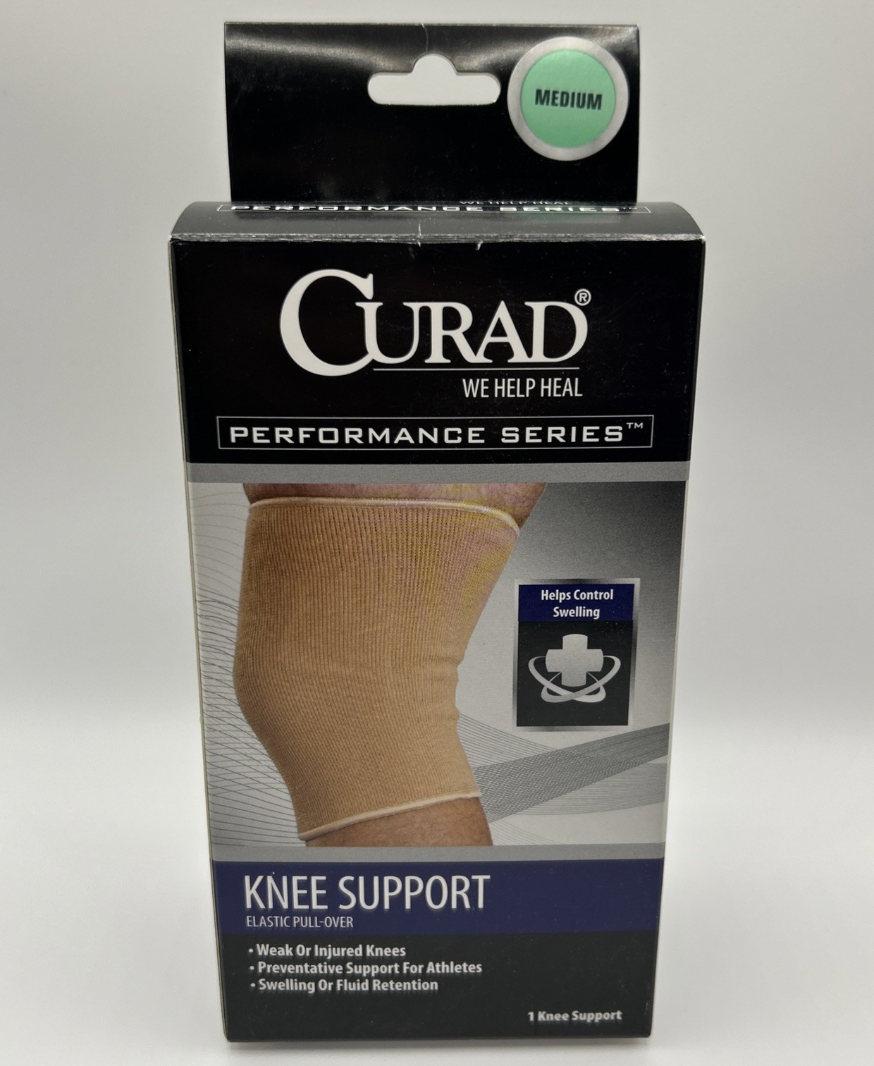 Curad Performance Series Elastic Pull-Over Knee Support, Medium, 1 ea