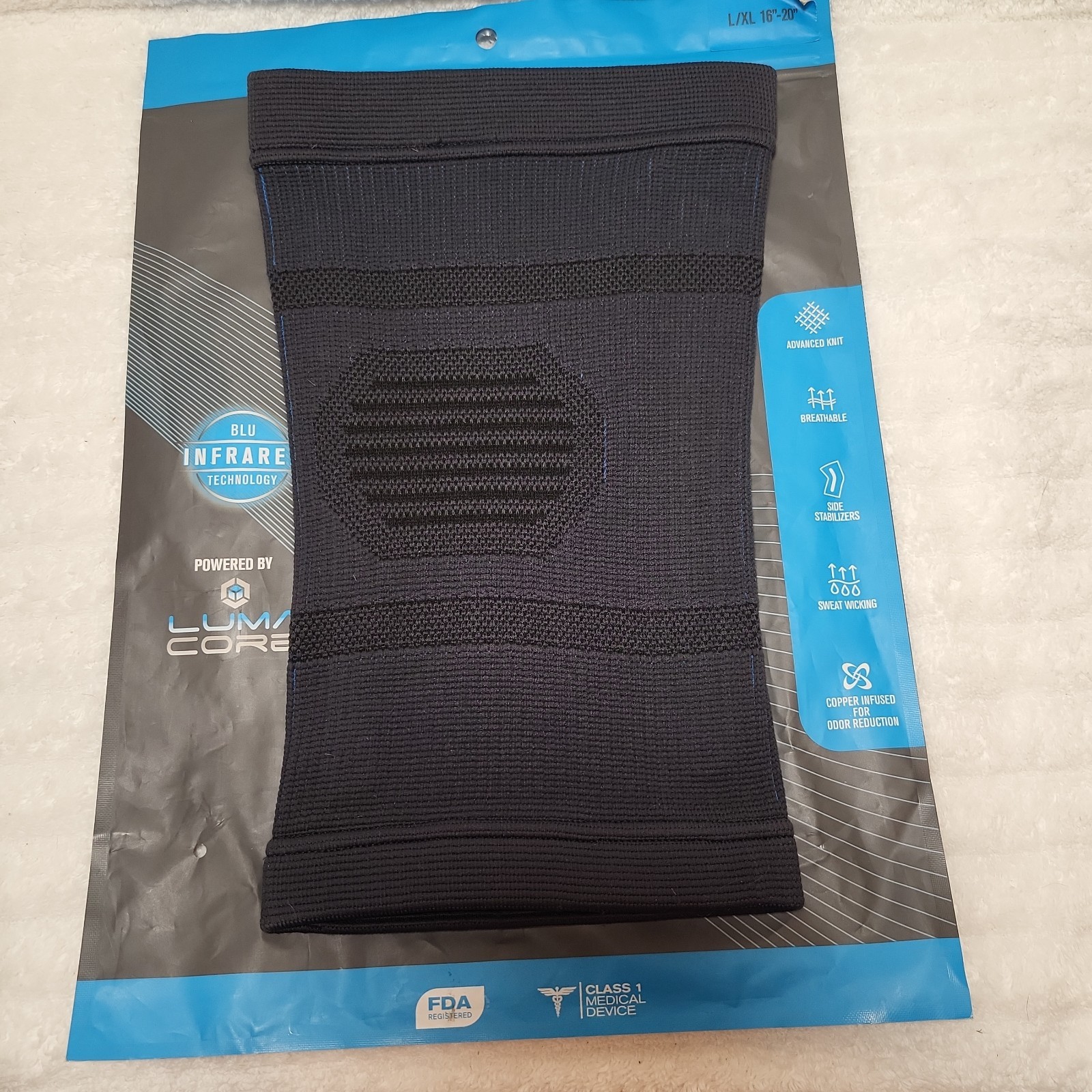 Copper Fit Mobilizer Compression Knee Sleeve Luma Core BLU Infrared Black L/XL