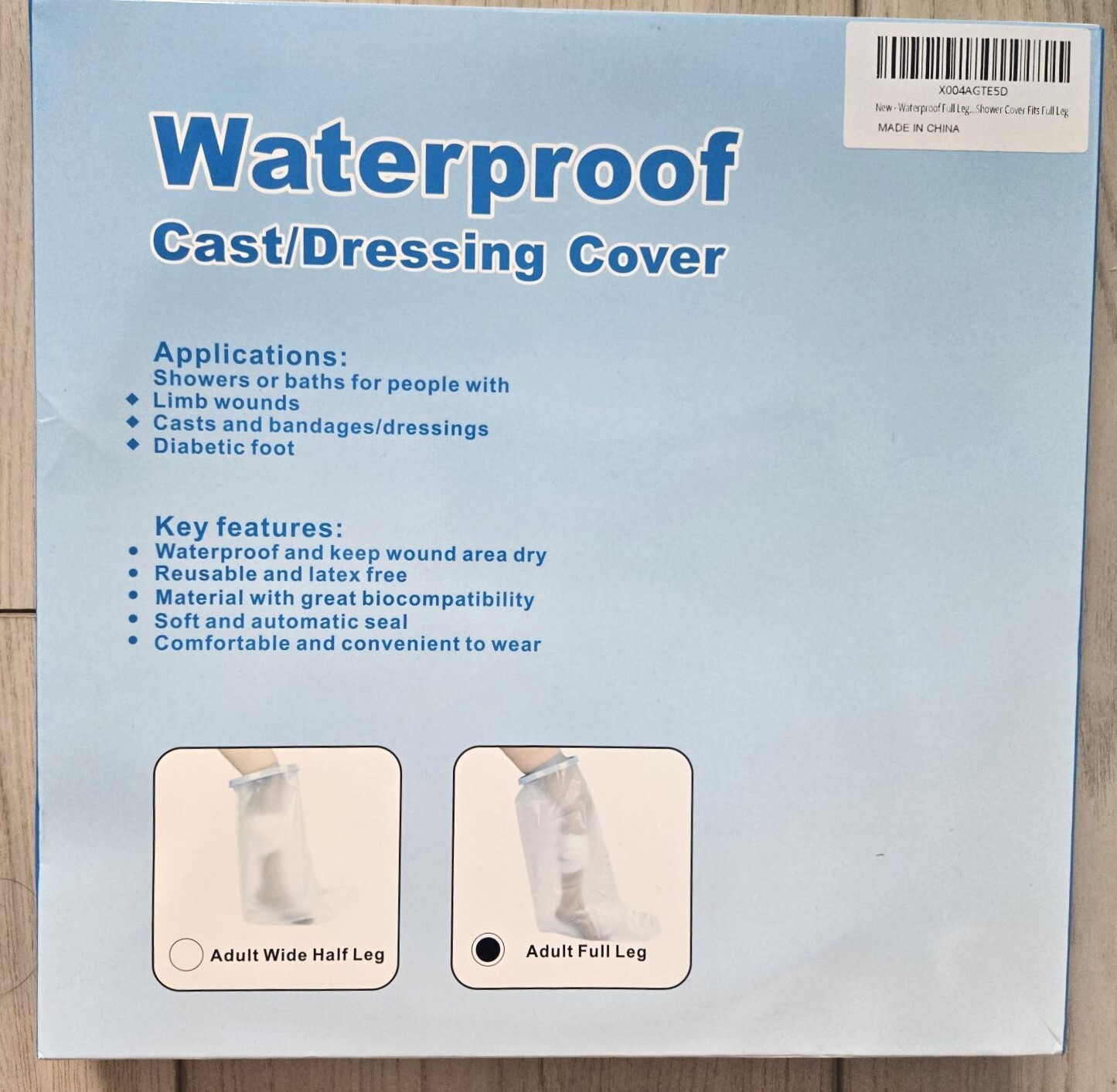 Reusable Waterproof Full Leg Cast Cover, Unused