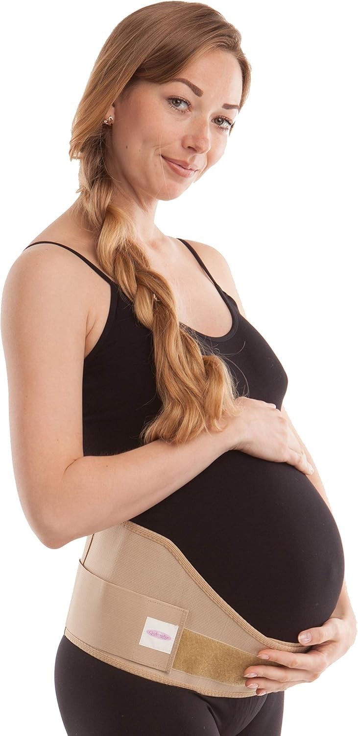 GABRIALLA Pregnancy Belt Belly Support for Pelvis Waist Back Adjustable,Beige, M