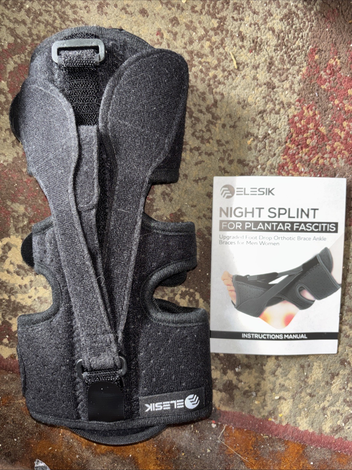 ELESIK Plantar Fasciitis Night Splint for Plantar Fasciitis Women & Men, Black