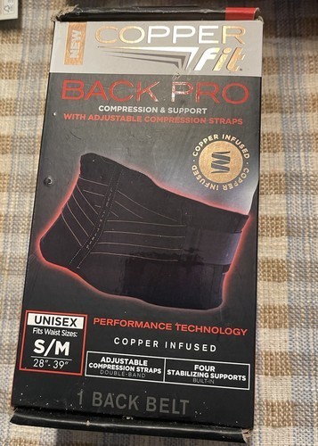 Copper Fit Back Pro Compression & Support S/M( 28-39 inch waist) Sealed