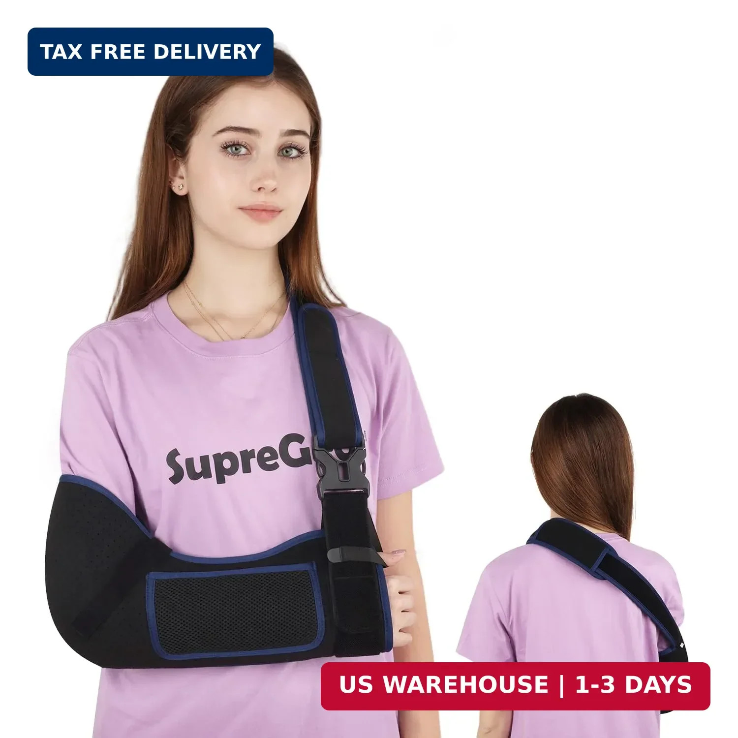 supregear Arm Sling Shoulder Immobilizer for Women Men, Comfortable Breathable S