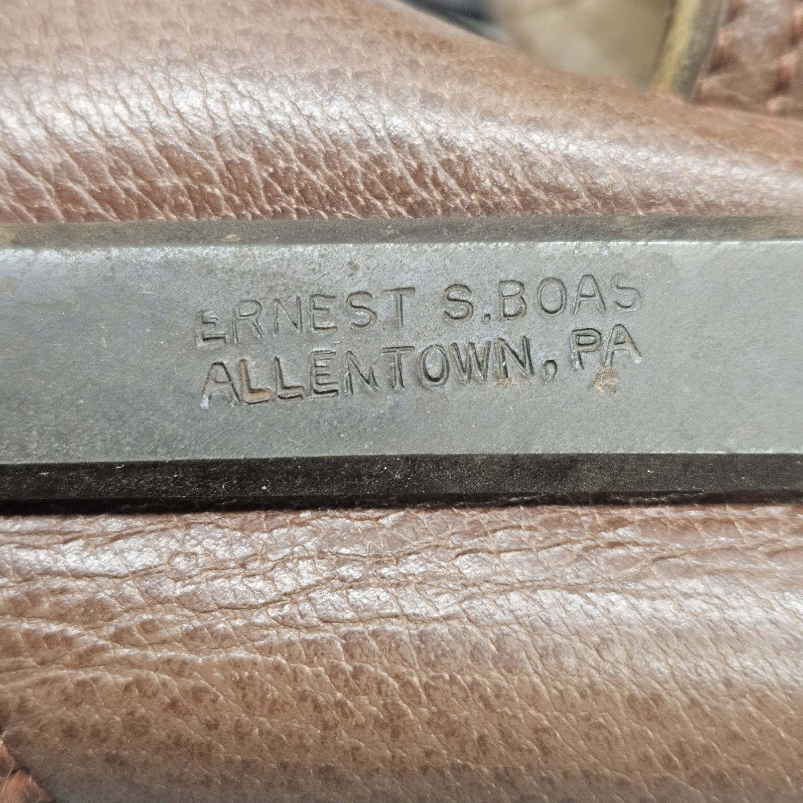 Vintage Antique Leg Brace Leather Metal Childs Polio Boas Co Allentown PA 1950s