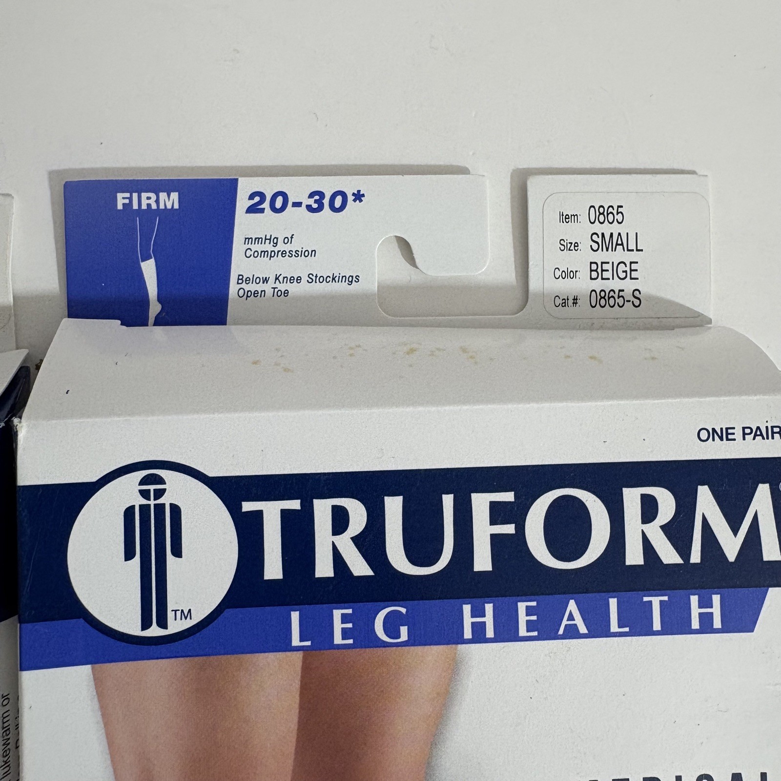 Truform 20-30 Below Knee Compression Stockings Open Toe Beige Small # 0865-S