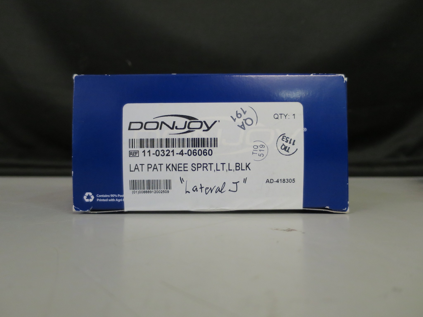 DonJoy 11-0321-4-06060 Lateral “J” Slip-On Knee Support L Left, Black