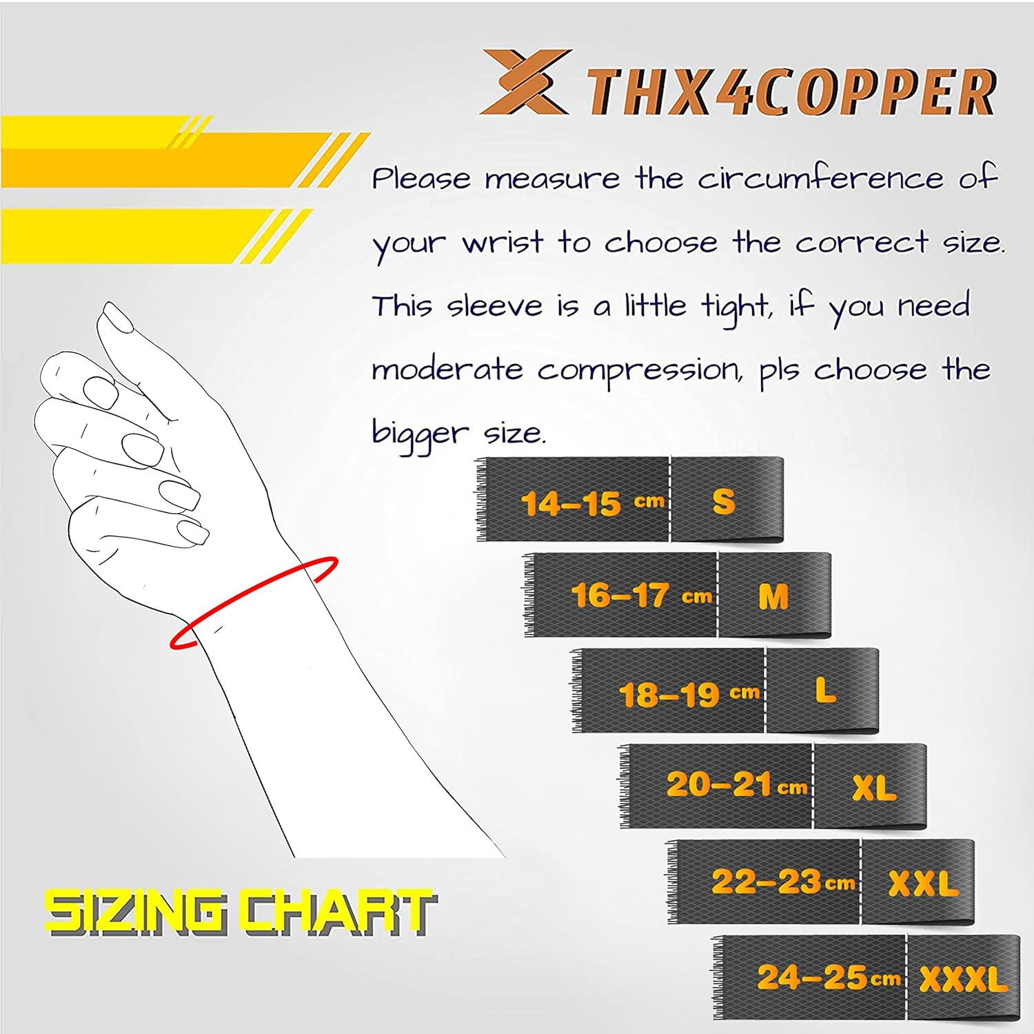 THX4COPPER Compression Wrist Sleeve – Copper Infused Wrist Support for Men &Wome