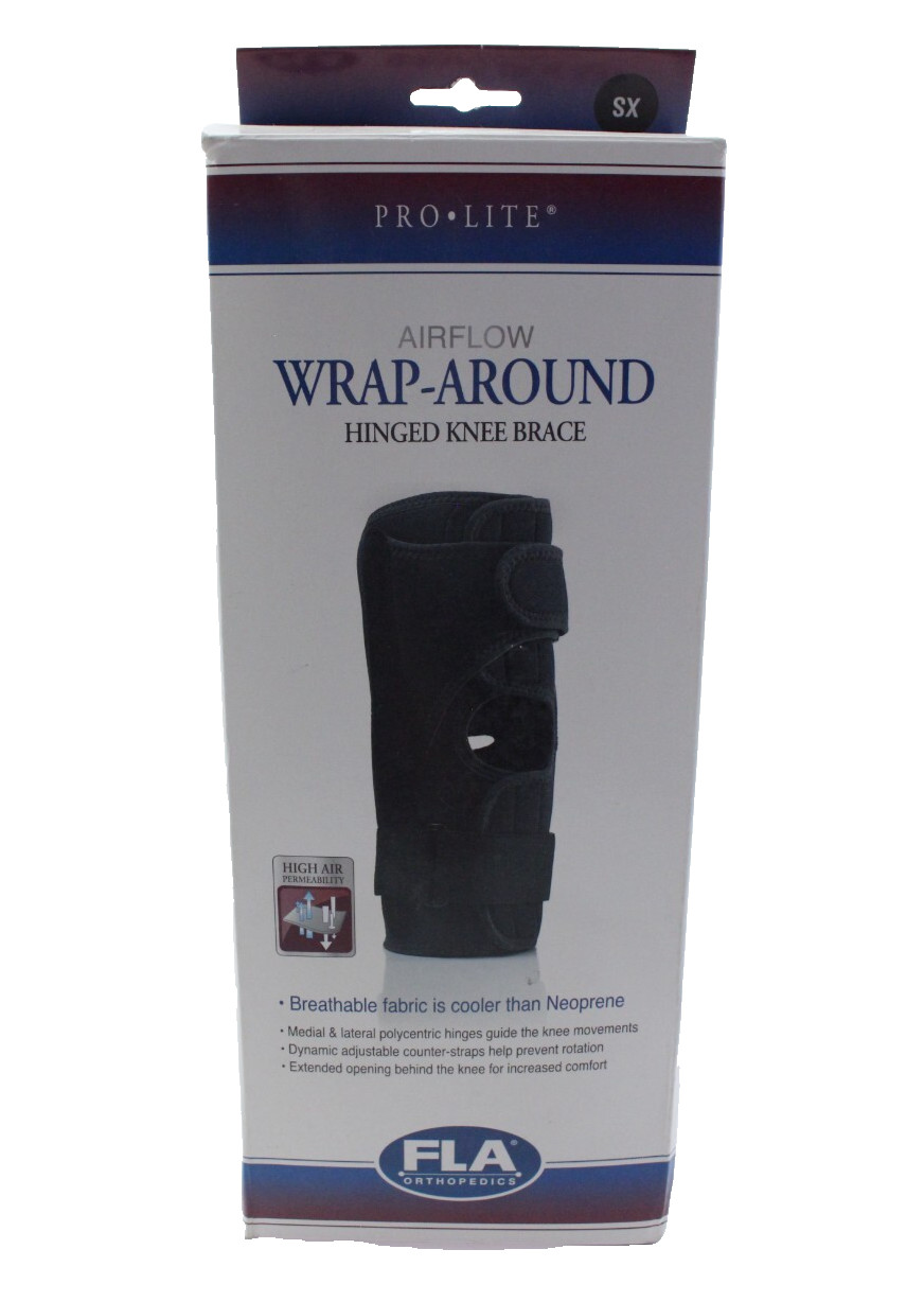 FLA Airflow Wrap Around Hinged Knee Brace (Black) – X-Small