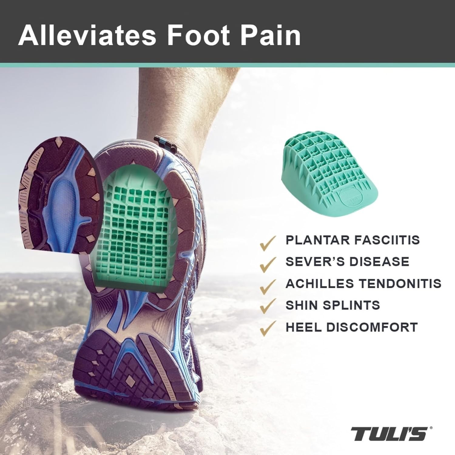 Heavy Duty Green Heel Cups, Small, Shock-Absorbing Inserts for Heel Pain