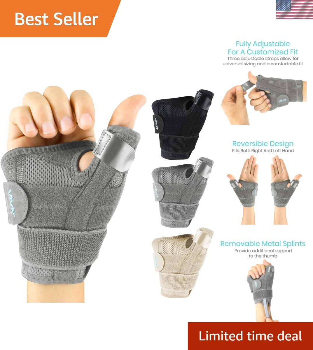 Comfortable Compression Brace for Thumb & Wrist – Ideal for Daily Use & Recovery