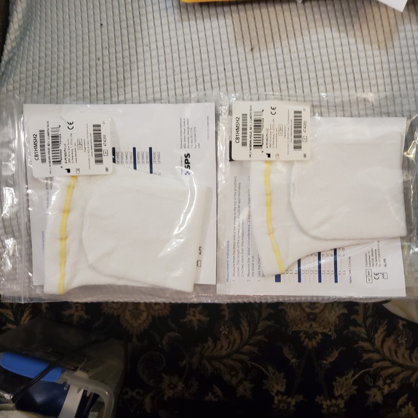 Lot Of 2 CoolBlue 1 Ply Sewn Hole Prosthetic Sock Size 3,4 Length 10-14 CB1HMSH2