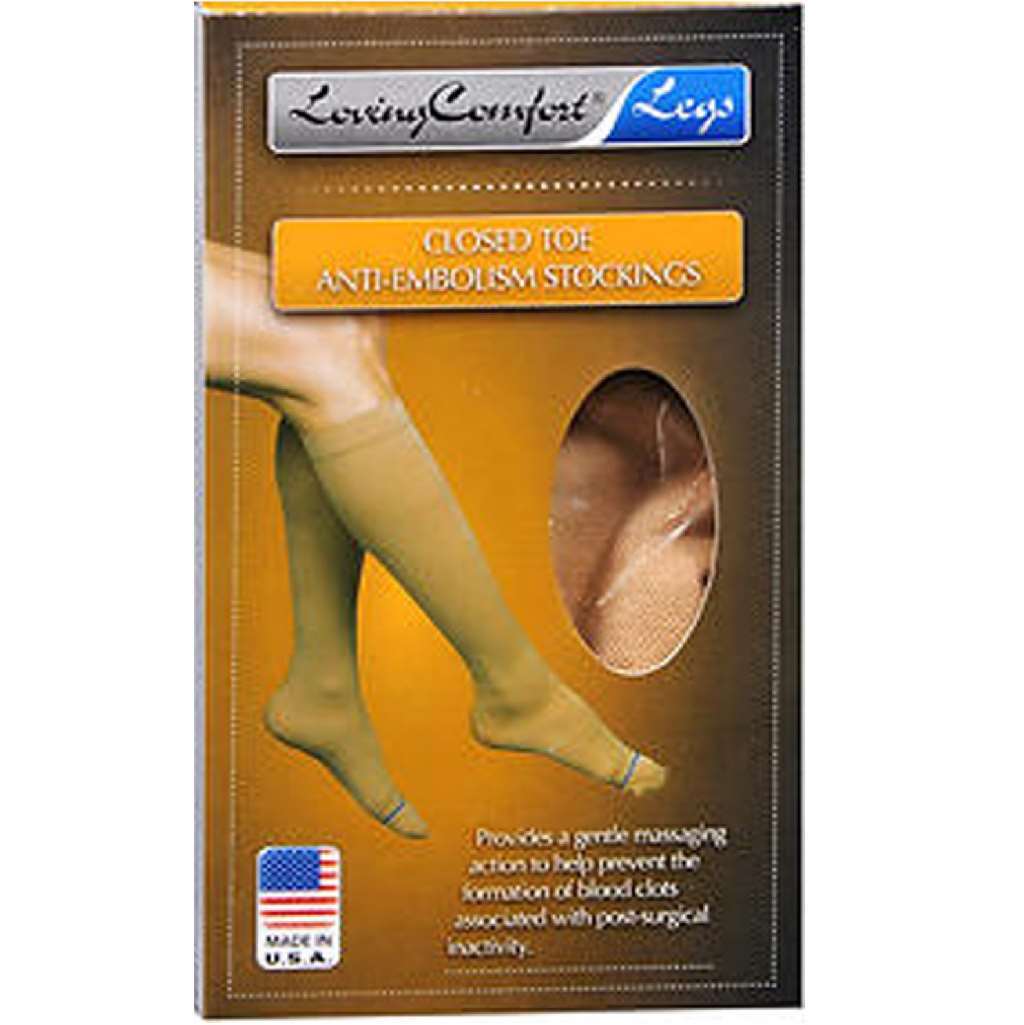 Loving Comfort Closed Toe Anti-Embolism Stockings 15-20mmHg (Beige) Medium