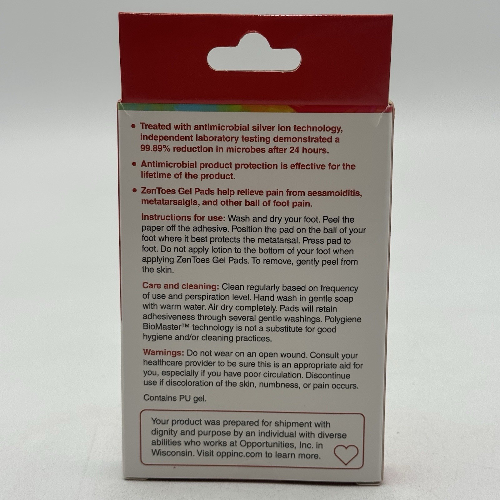 ZenToes Gel Pads For Ball Of Foot Pain Protectors One Pair Antimicrobial
