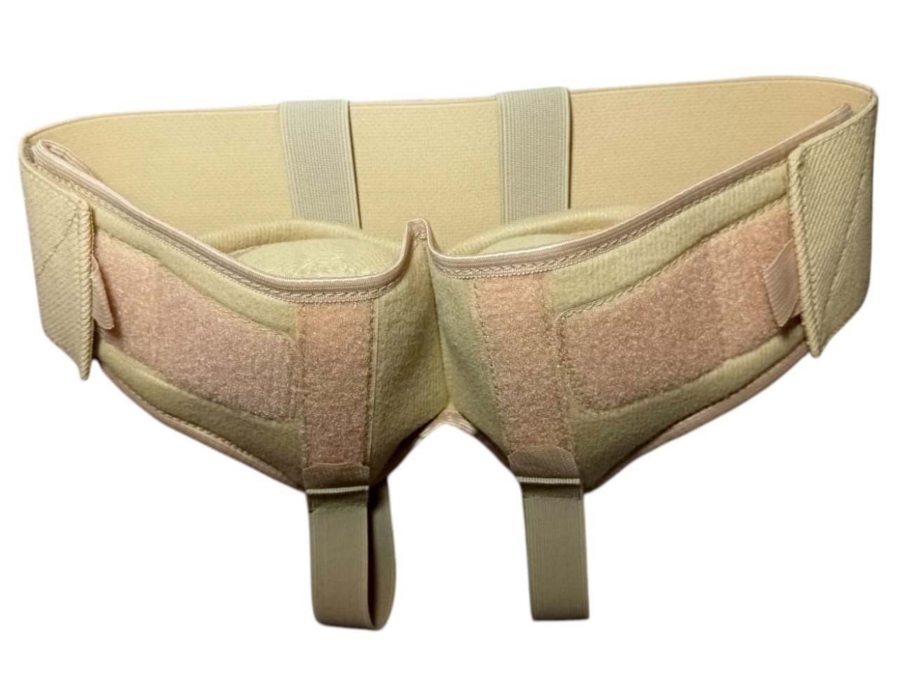 Double Inguinal Hernia Belt Support Truss Groin Strap Removable Pads Beige M }