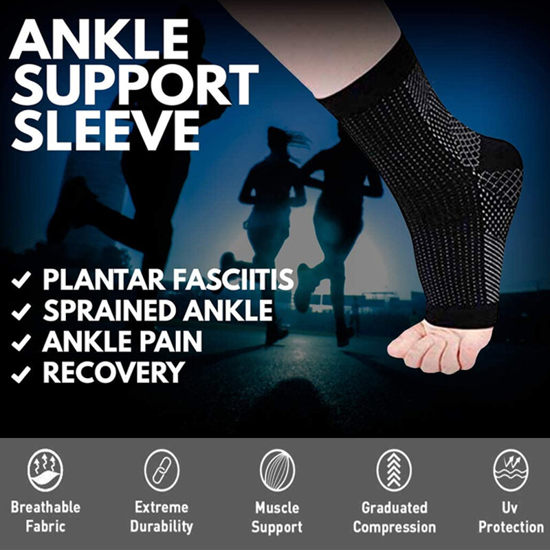 Compression Socks Ankle Support Heel Sleeve Open Toe Plantar Flat Feet Fascitis