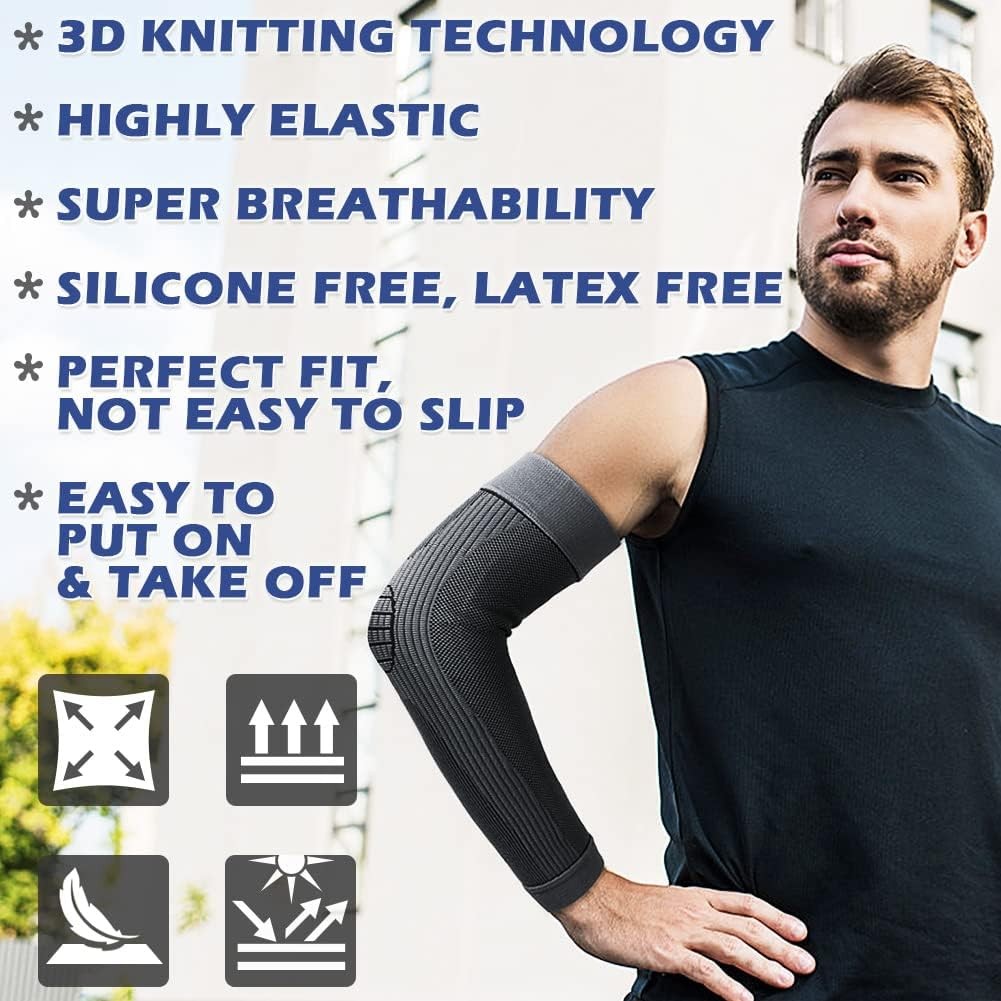 beister Sports Compression Arm Sleeves for Men & Women (Pair), Full Arm Suppo…