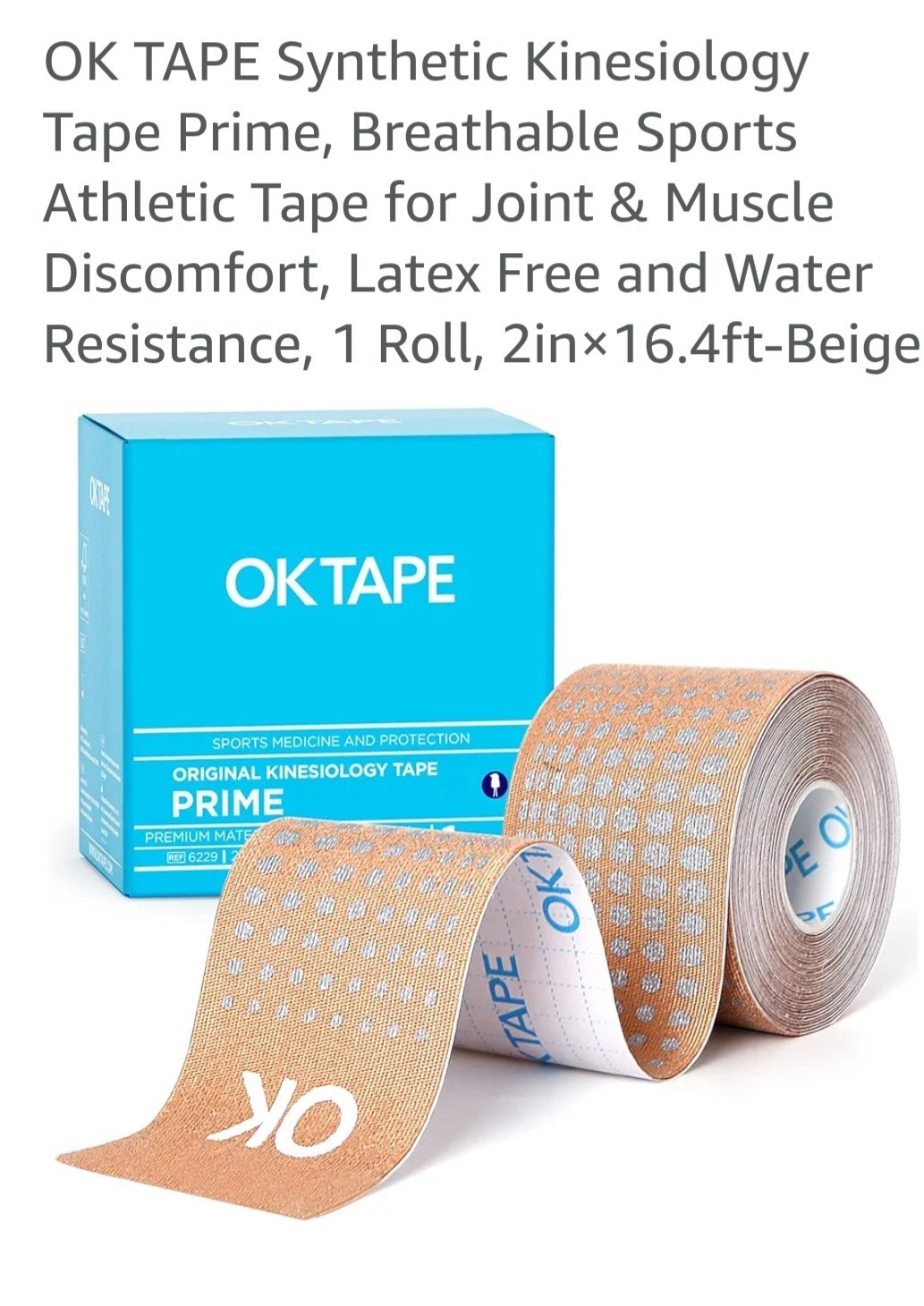 2-OK Tape Rolls Original Kinesiology Tape Prime Sports Roll 2” x 16’ BEIGE Dots