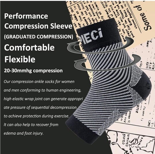 EVOPLECI Ankle Compression Sleeve 20-30mmHg Plantar Fasciitis Socks Unisex XL