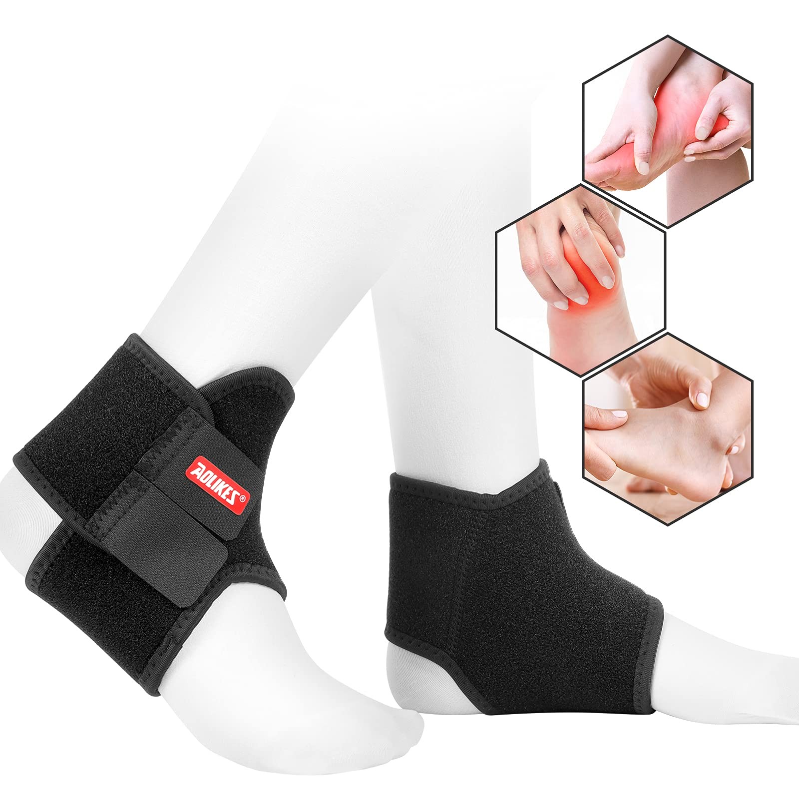 Youth Ankle Brace Supports Breathable Neoprene Stabilizer Medium, Black
