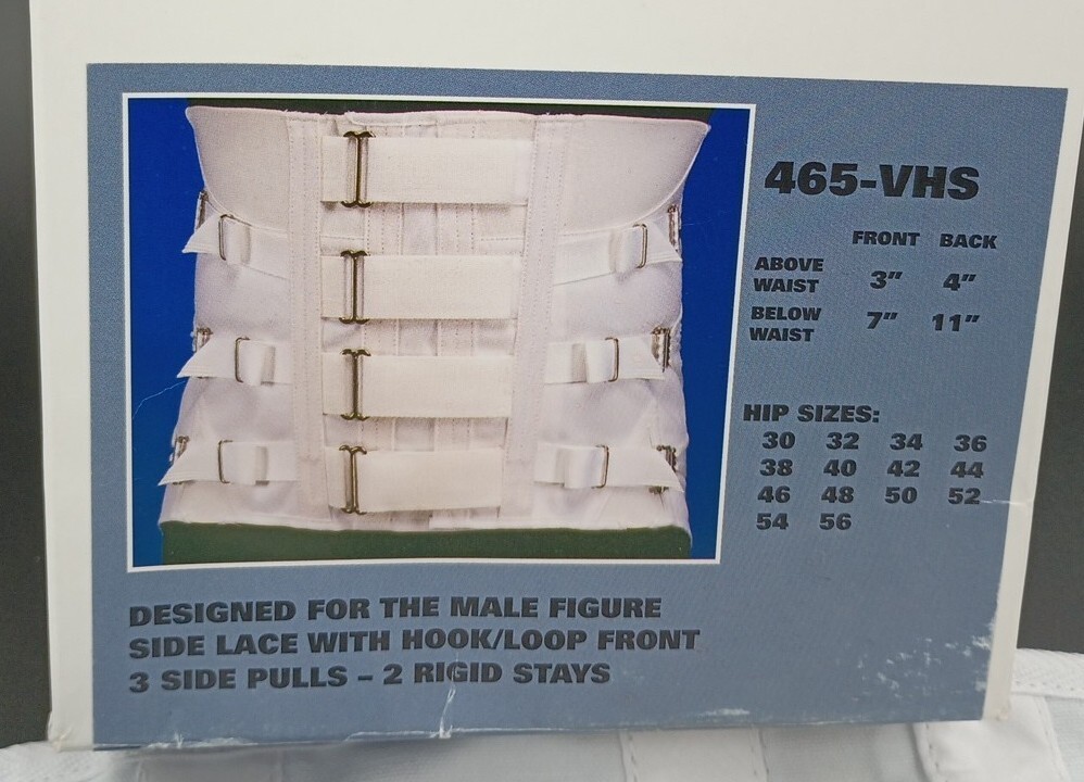 TruForm-OTC Men’s Lumbosacral Support 465-VHS-34 Orthopedic Men Size 34 Small OB