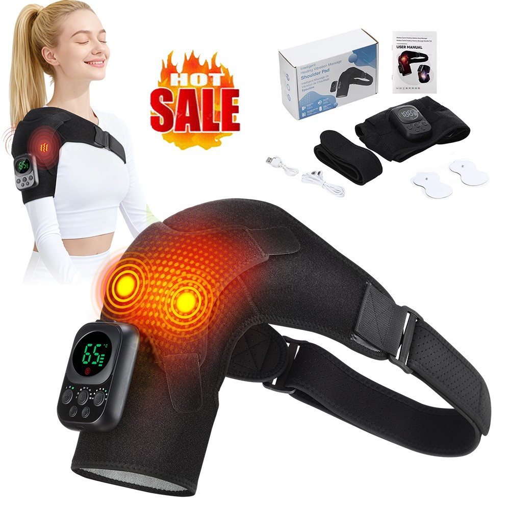 Heated Shoulder Massager w/ Vibration Massage Brace Joint Pain Relief Electric