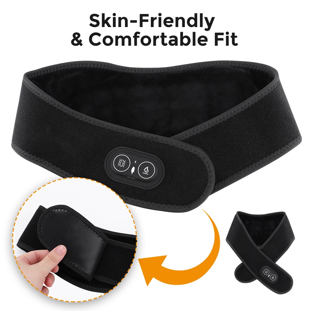 Cordless Electric Heating & Vibration Neck Massager Brace with Light 36LED 660nm