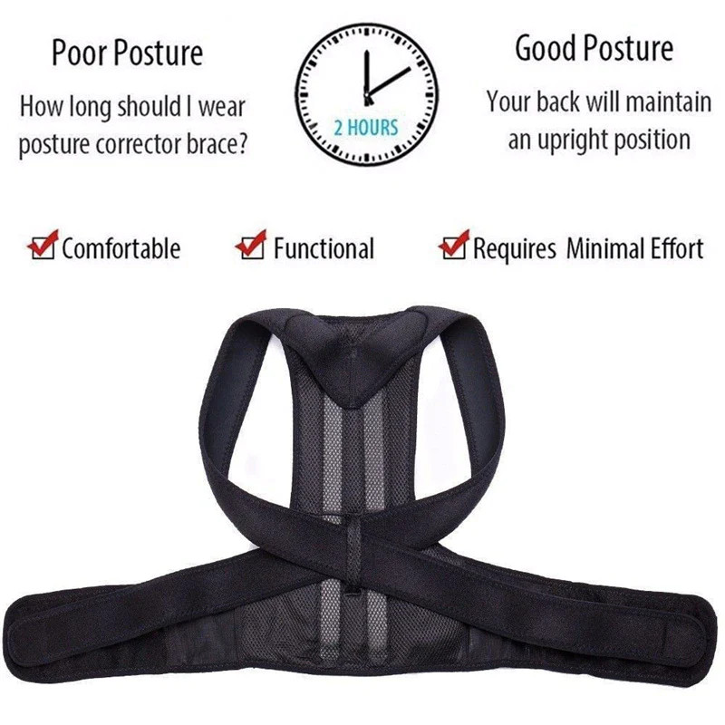 Posture Corrector Back Brace Adjustable Shoulder Support Breathable Unisex