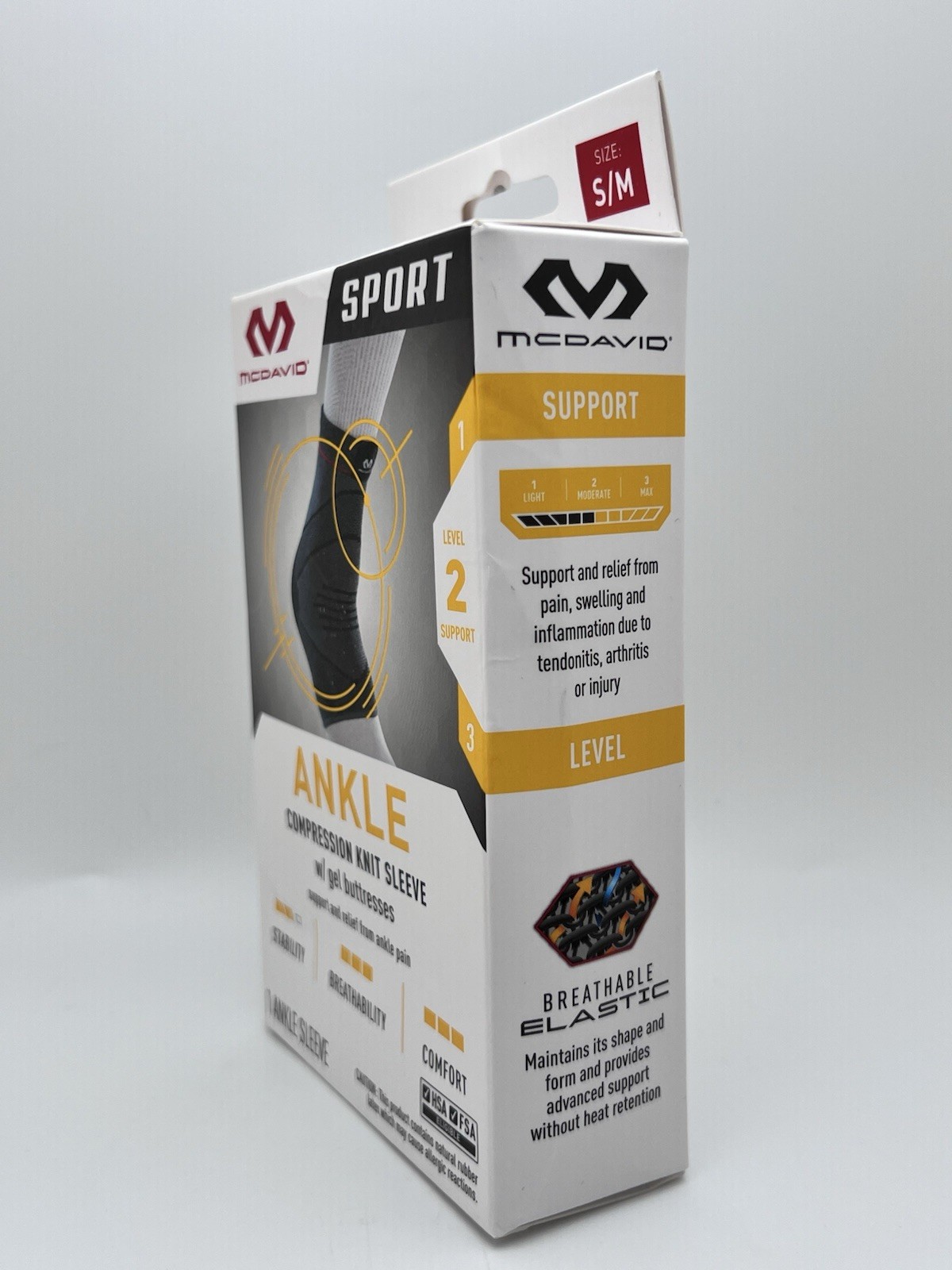 McDavid Sport Ankle Compression Knit Sleeve w/Gel Support Pads Level 2 Black