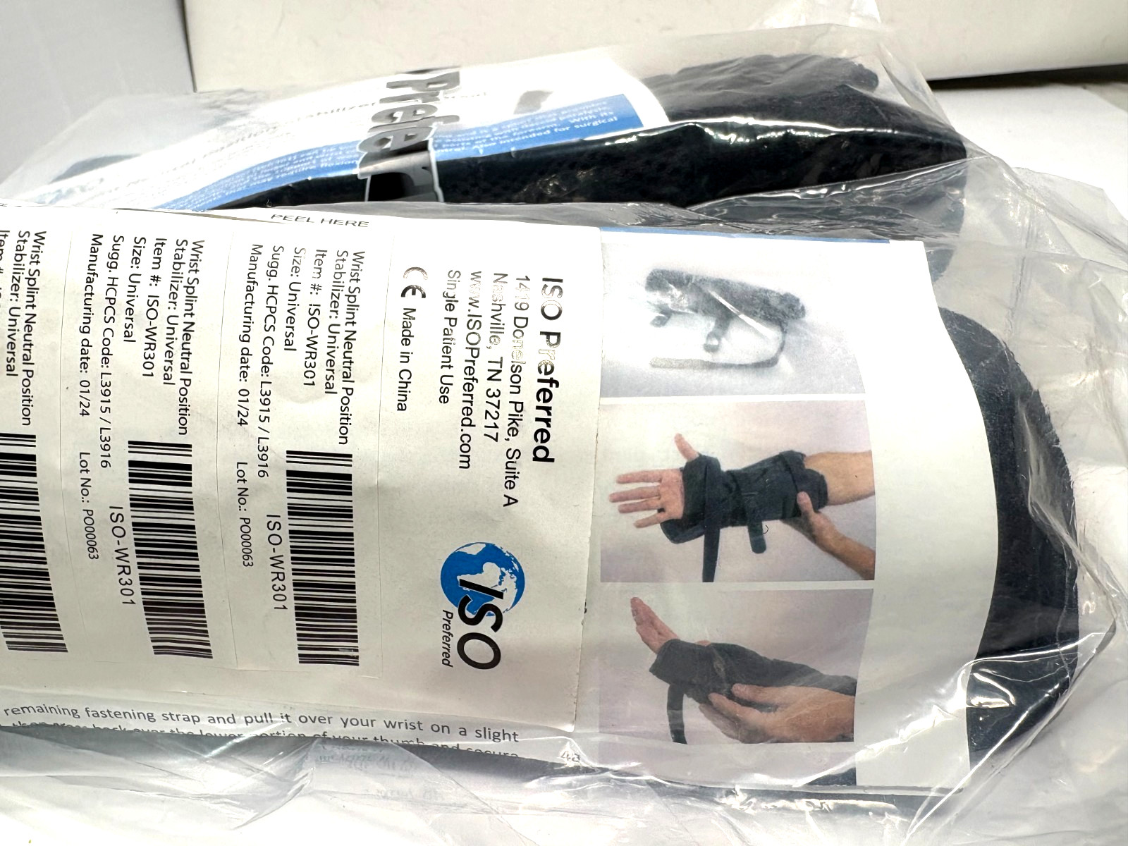 “2”-ISO Preferred Wrist Splints Neut. Pos. R/L Univ Stabilizer Brace ISO-WR301