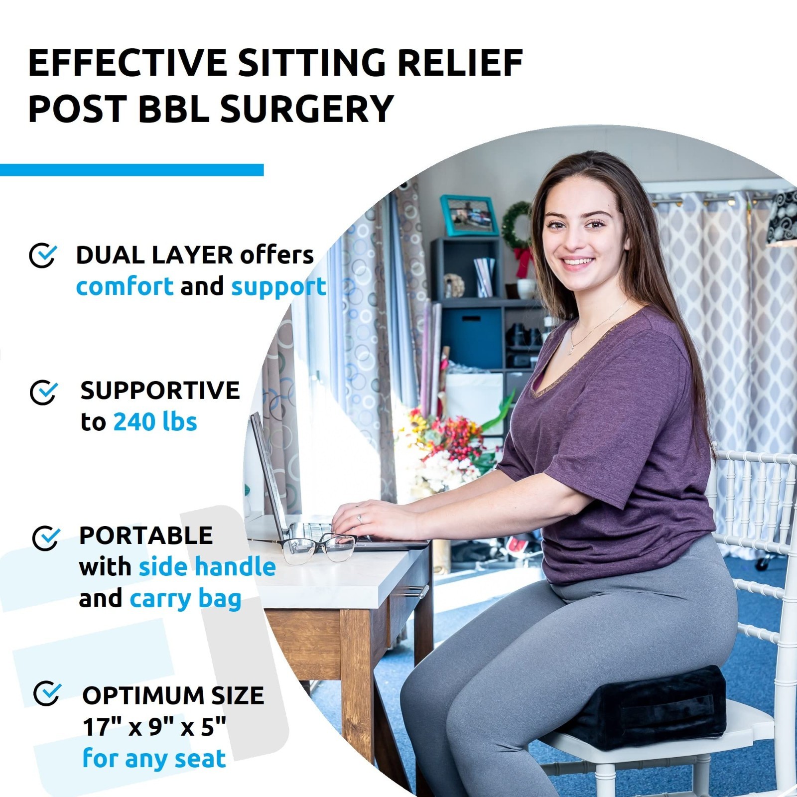 BBL Surgery Pillow for Post-Op Recovery – Ergonomic Butt Cushion for Pain Relief