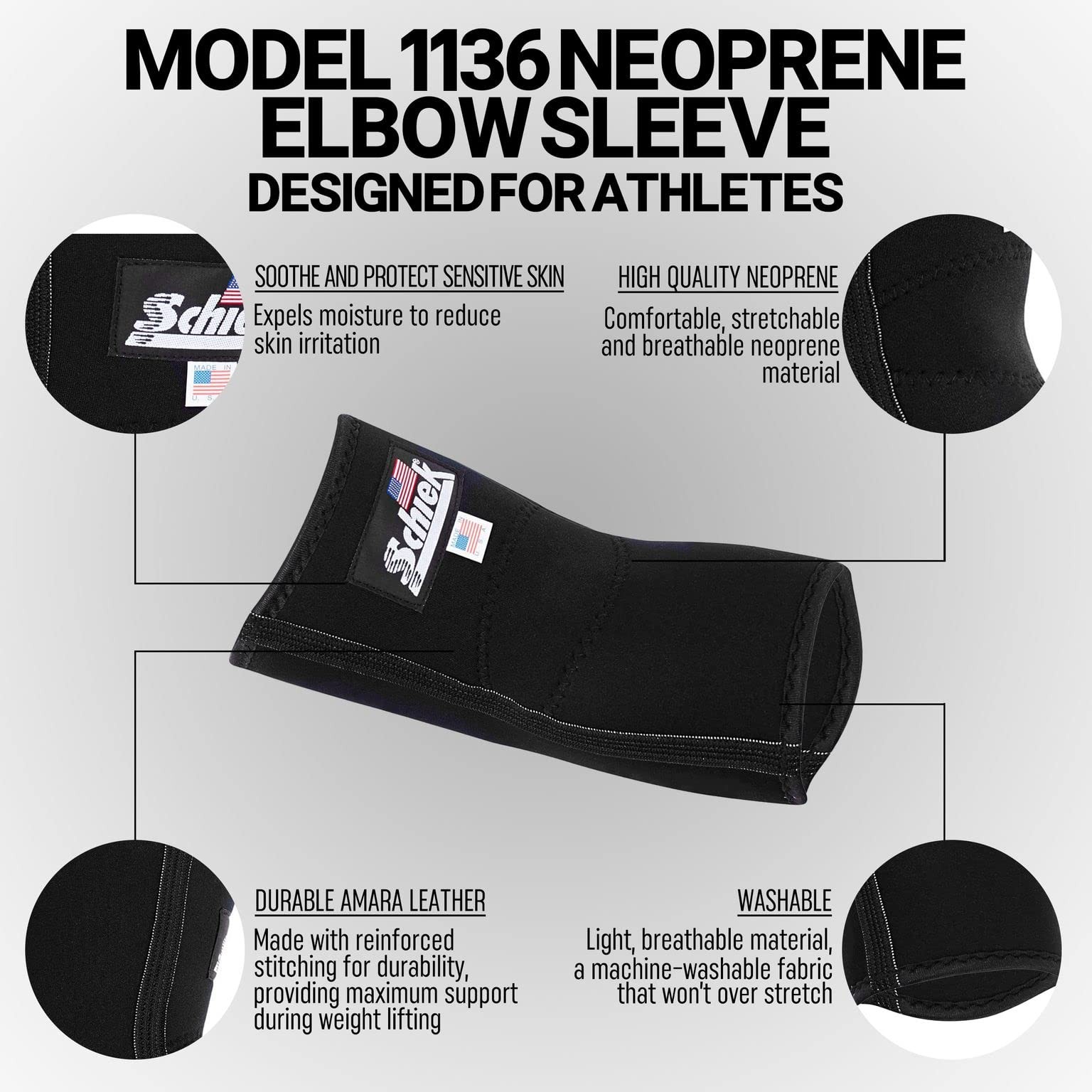 Schiek Model 1136ES Neoprene Elbow Sleeve for Weight Lifting Large/X-Large 16…