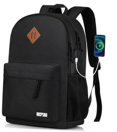 Backpack for Men Women, Black School Backpack for Boys Teens, Backpacks for